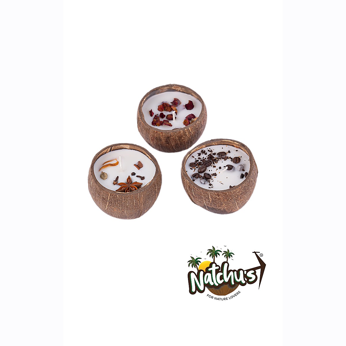 Matte Round Candle 100ml - Rose, Spices & Coffee Bean Toppings (Set of 1 Each)