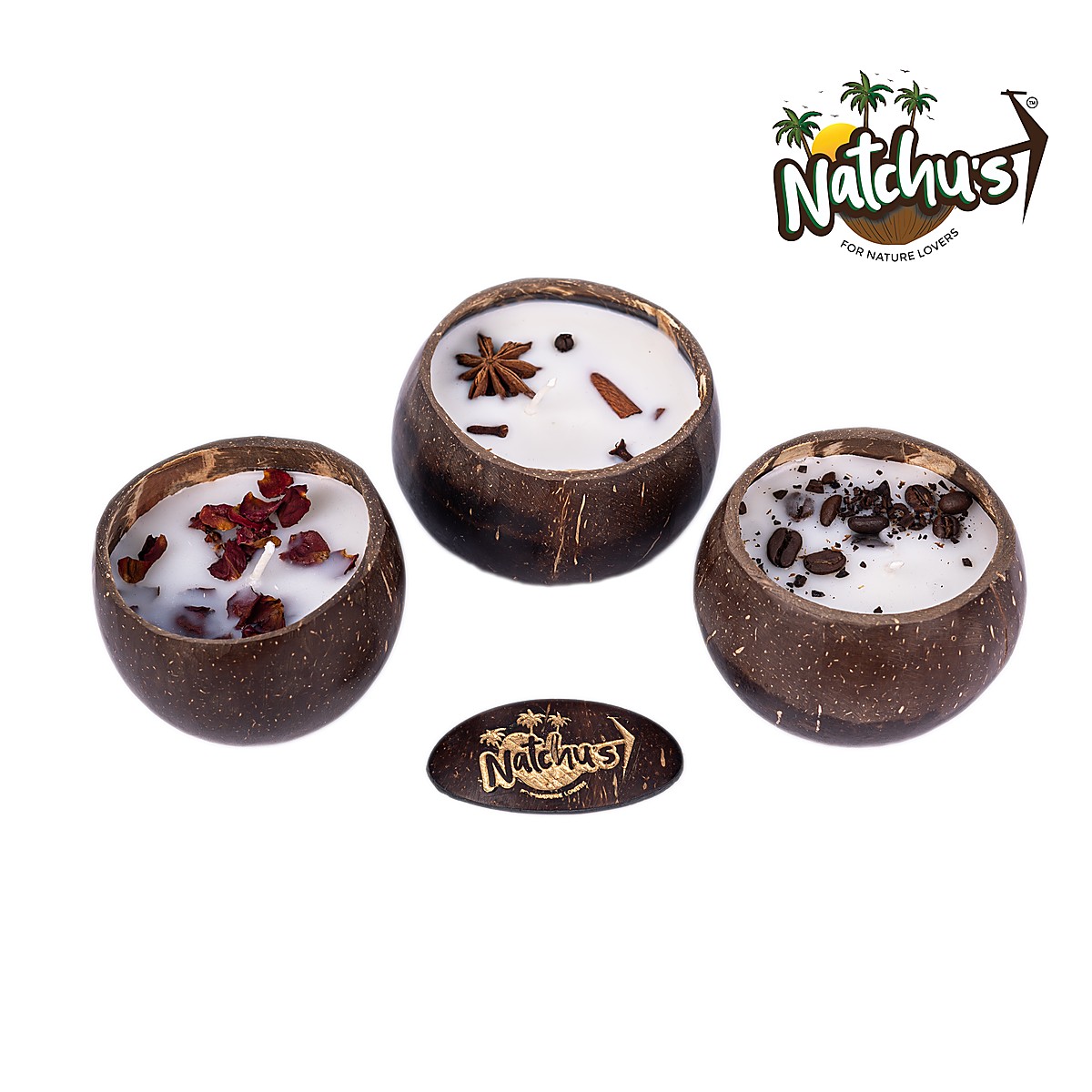 Glossy Round Candle 100ml - Rose, Spices & Coffee Bean Toppings (Set of 1 Each)
