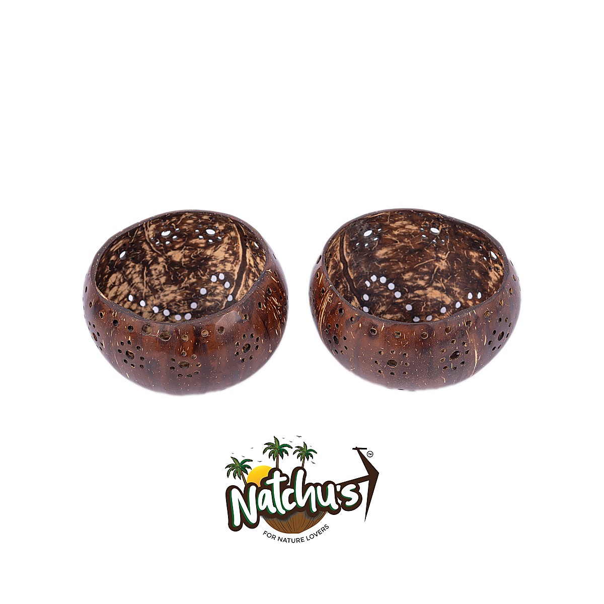 Candle Holder - Glossy Floral Design, Small Holes (Set of 2)
