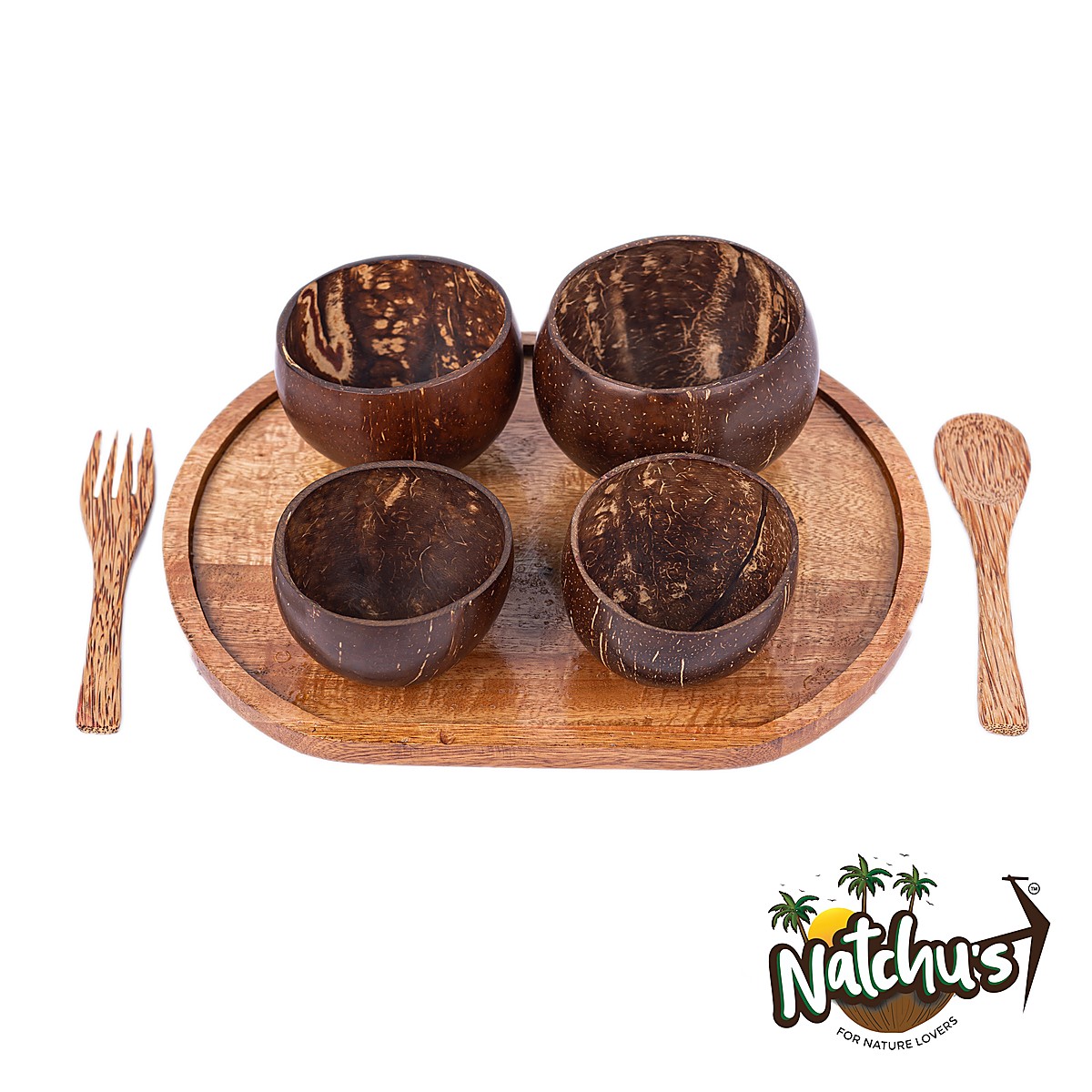 Wooden Rectangular Plate 12x9 with Glossy Bowl Set (150/250/350/450ml) Combo